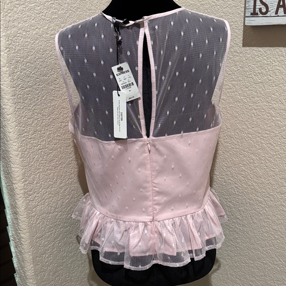 Express Pink Sheer Ruffle Top - Picture 7 of 7